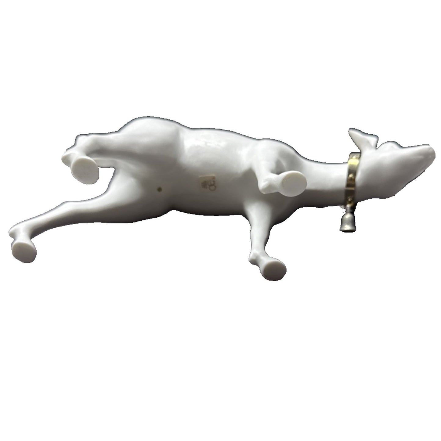 Vintage Dept 56 Snowy White Porcelain Doe Deer Sleigh Bell Statue