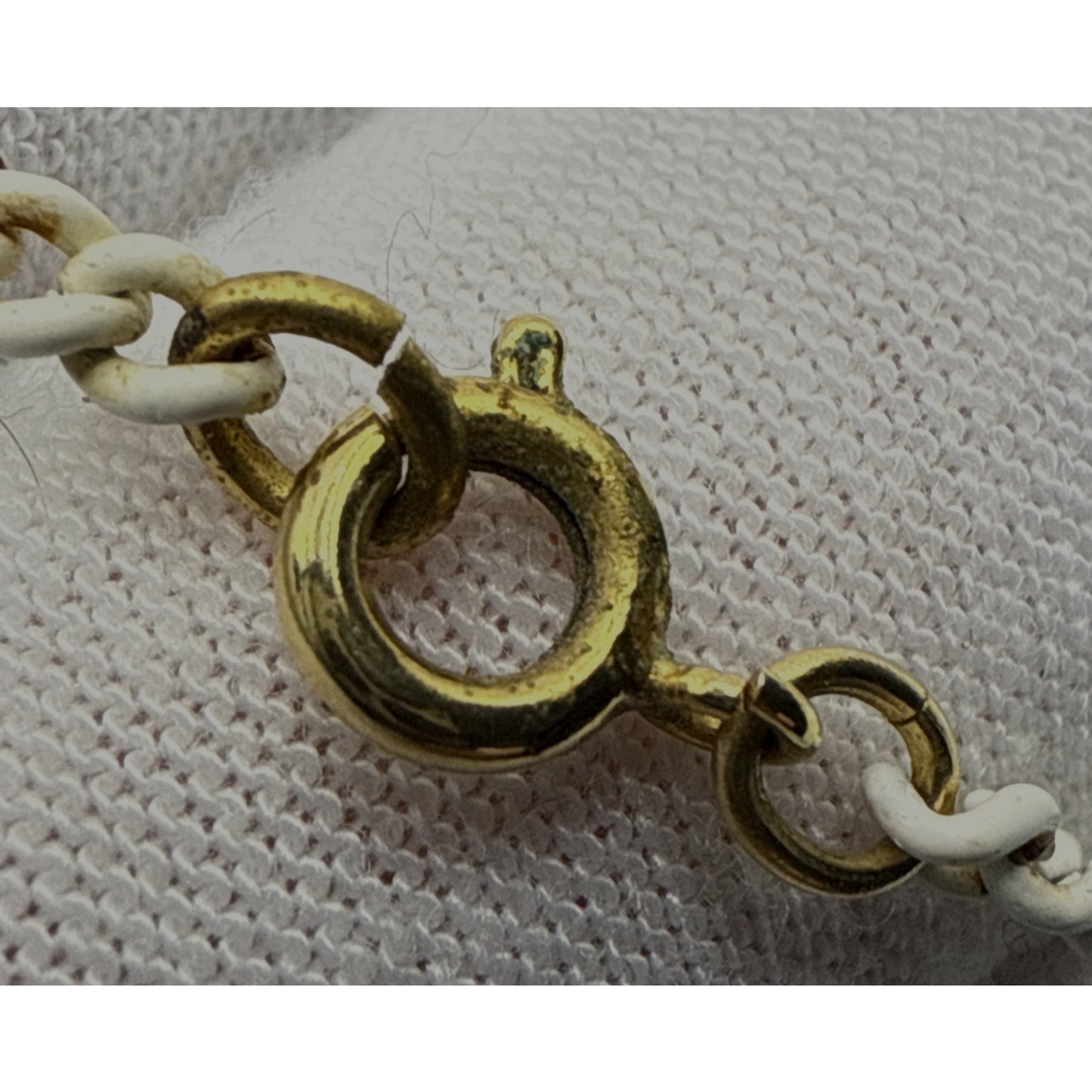 Vintage Crown Trifari Modernist White Enamel Necklace Pendant Gold Geometric