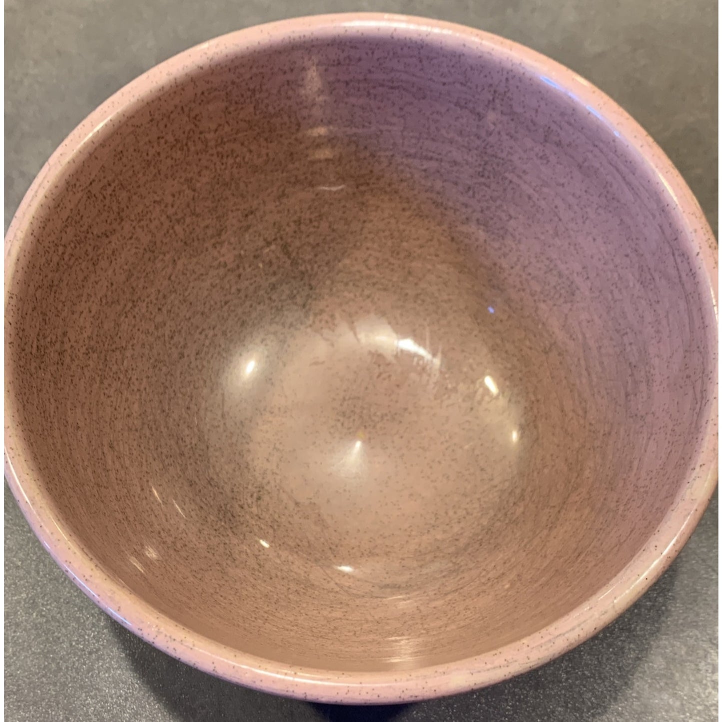 Vtg McCoy Pottery Pink Mixing Bowl Speckled Ribbed Beehive As Is