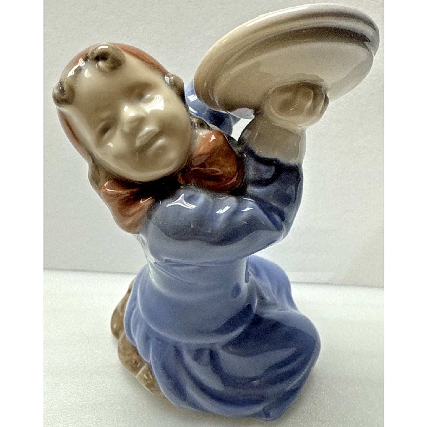 Vintage Royal Copenhagen Figurine 3677 Girl Pot Cover Cymbals Porcelain Blue