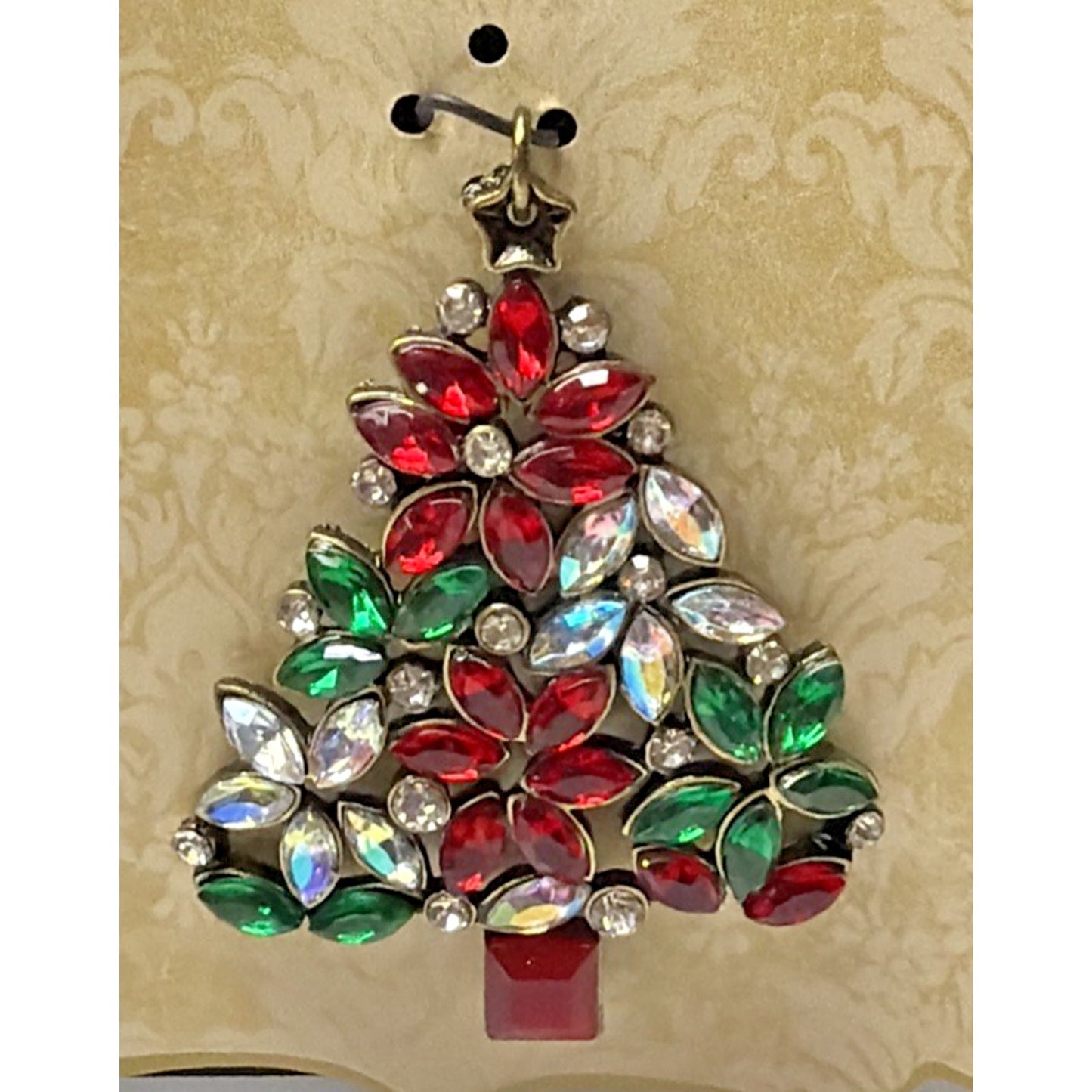 Lot of 2 Christmas Bead Treasures Christmas Tree Rudolph Jeweled Charms Pendants