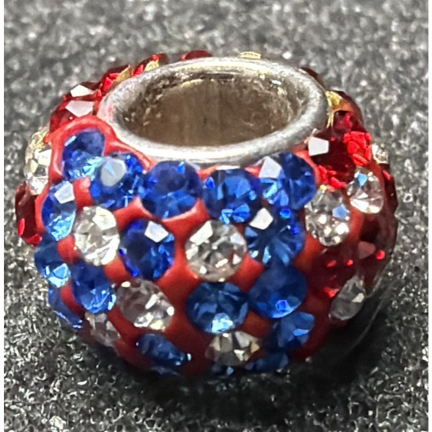 Vintage 925 Pave Crystal American Flag Bead Charm As Is