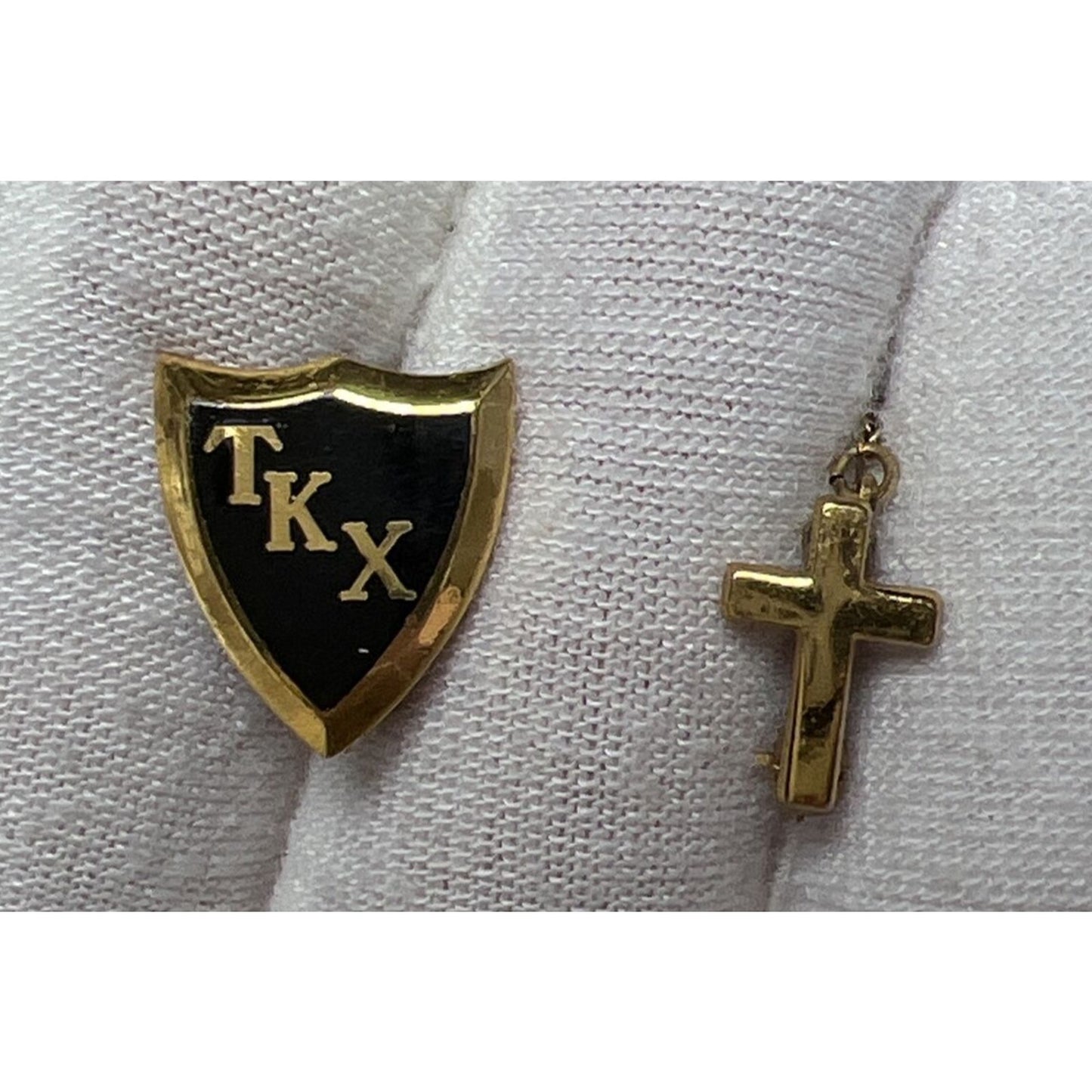 Vtg Gold Black Enamel Tau Kappa Chi Epsilon Concordia Fraternity TKX Pin Cross