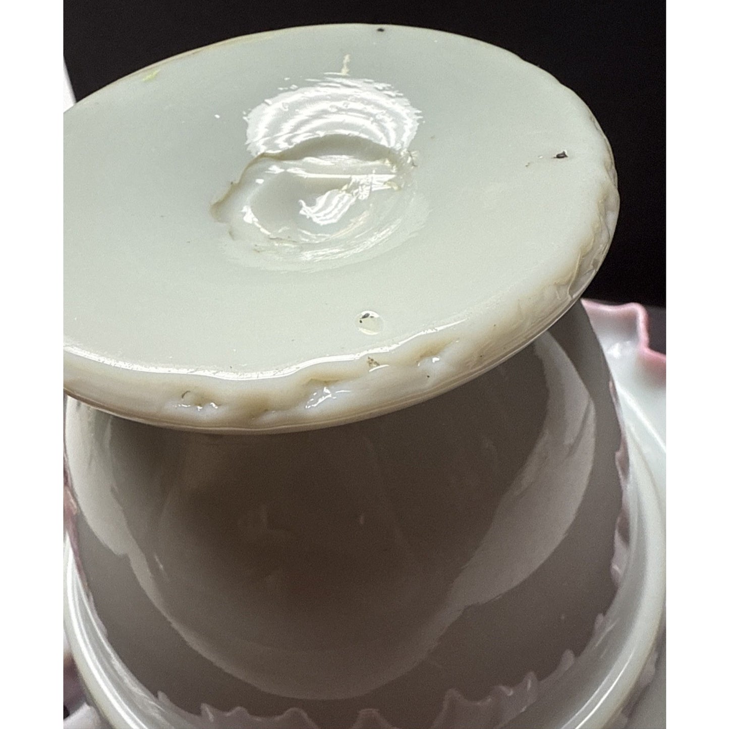 Victorian Peach Blow Vase Bowl Crimped Edge Enameled Floral Footed Signed As-Is