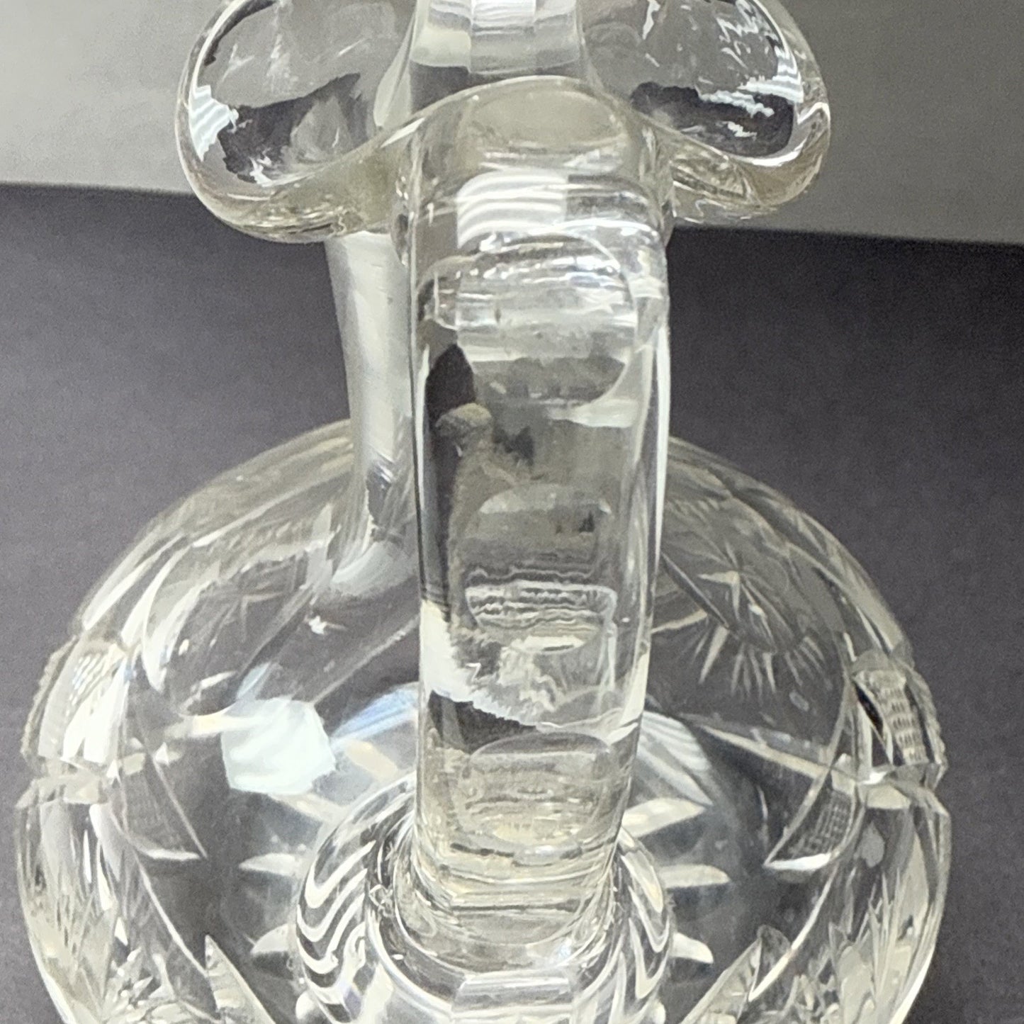 American Brilliant Cut Glass Cruet Oil Stopper Star Snowflake As Is
