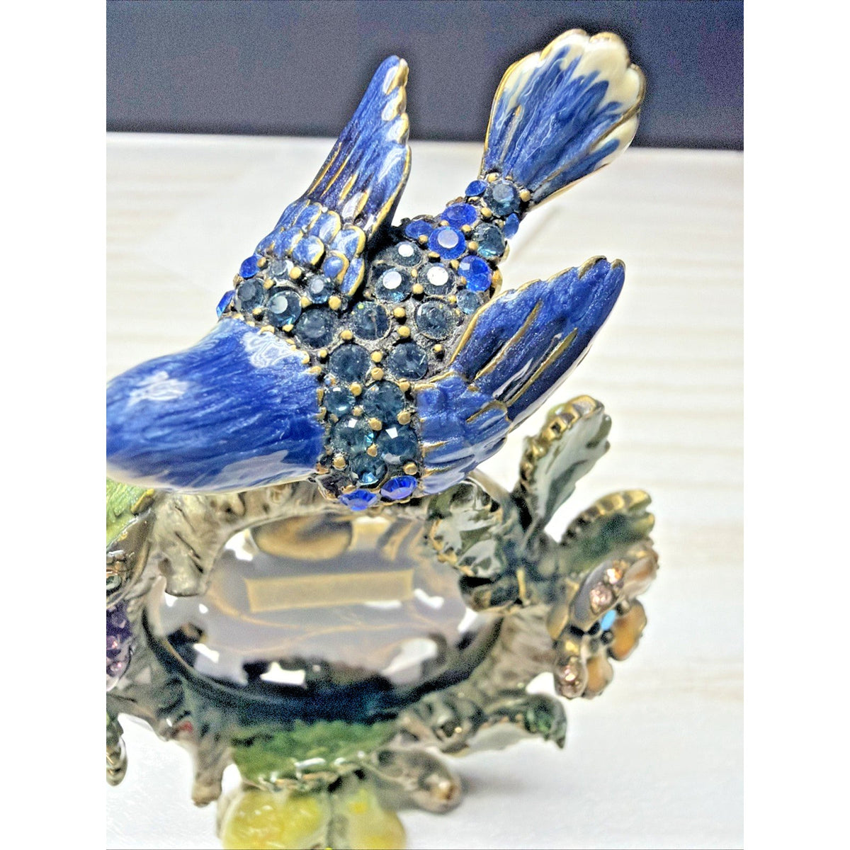 Jay Strongwater Skylar Mini Frame Bird Floral Enamel Swarovski Crystal As Is