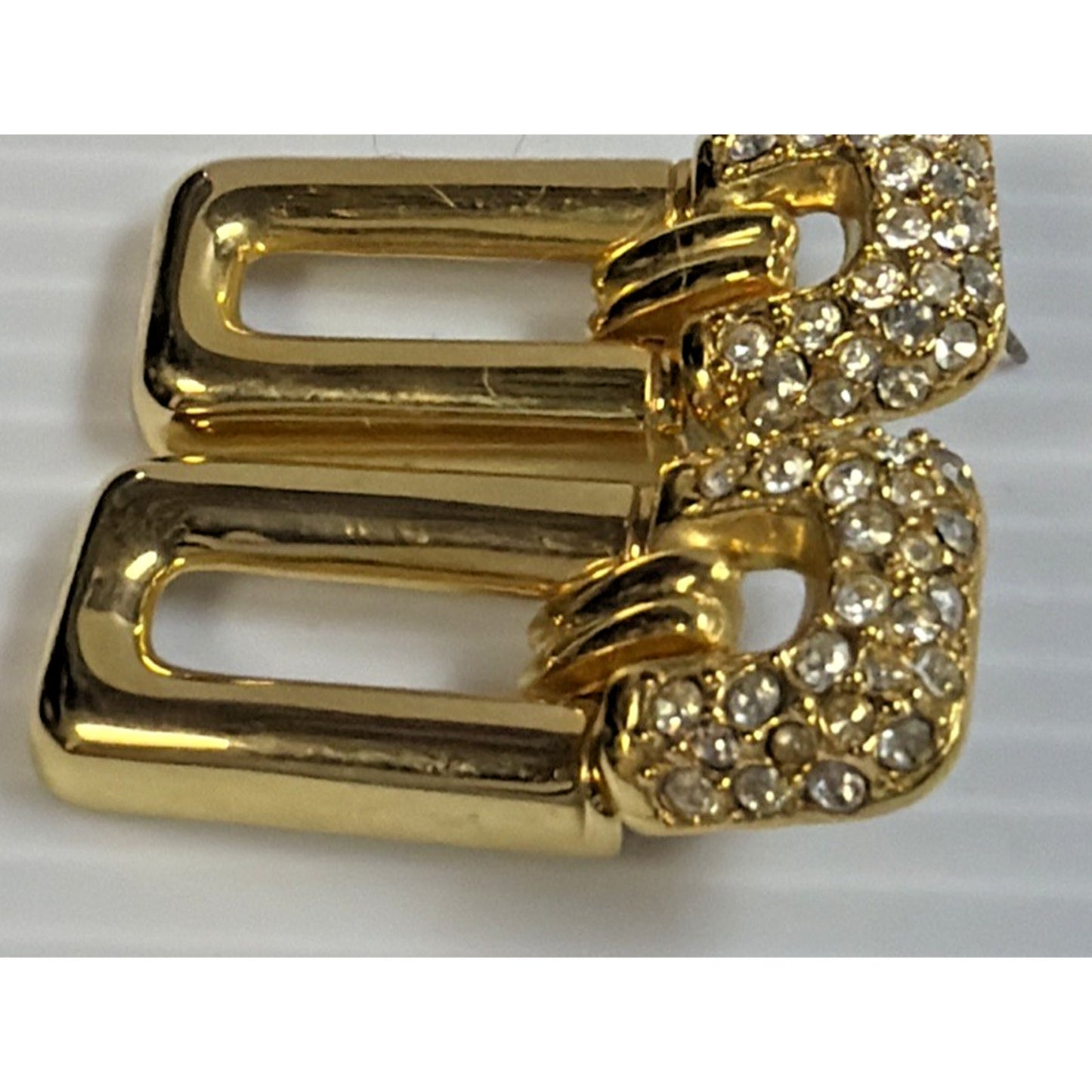 Vintage Park Lane Gold Tone Pave Rhinestone Door Knocker Post Earrings Modernist