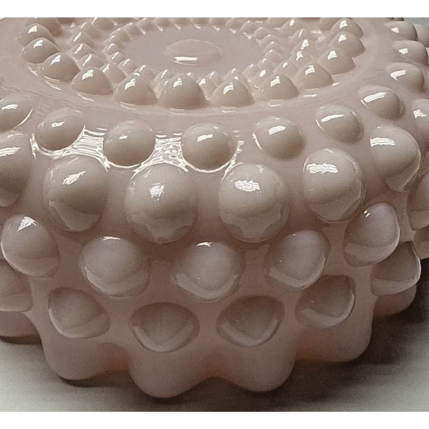 Rare Fenton Pastel Pink Rose Milk Glass Hobnail Candy Dish Powder Jar Lid As-Is