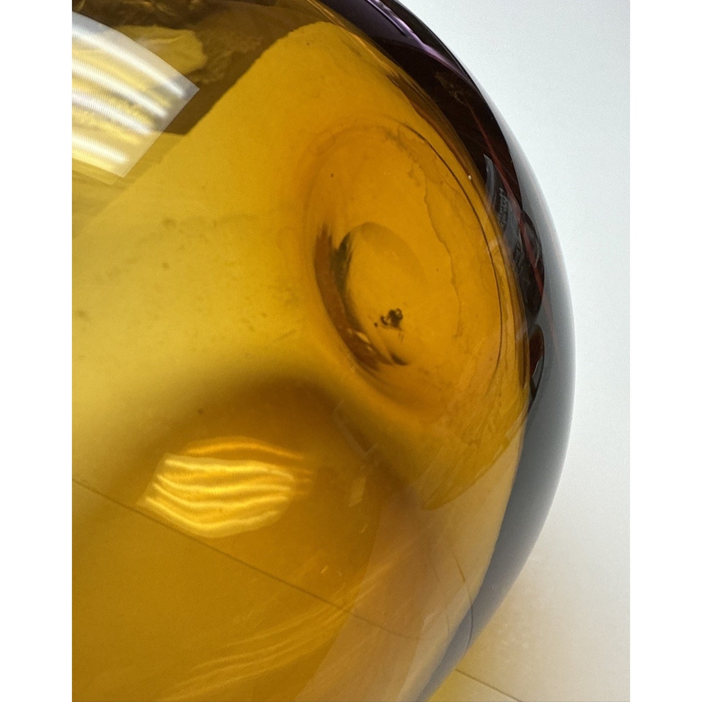 MCM Empoli Glass Honey Amber Decanter Ewer Pitcher Italy Handle 15" Tall As-Is