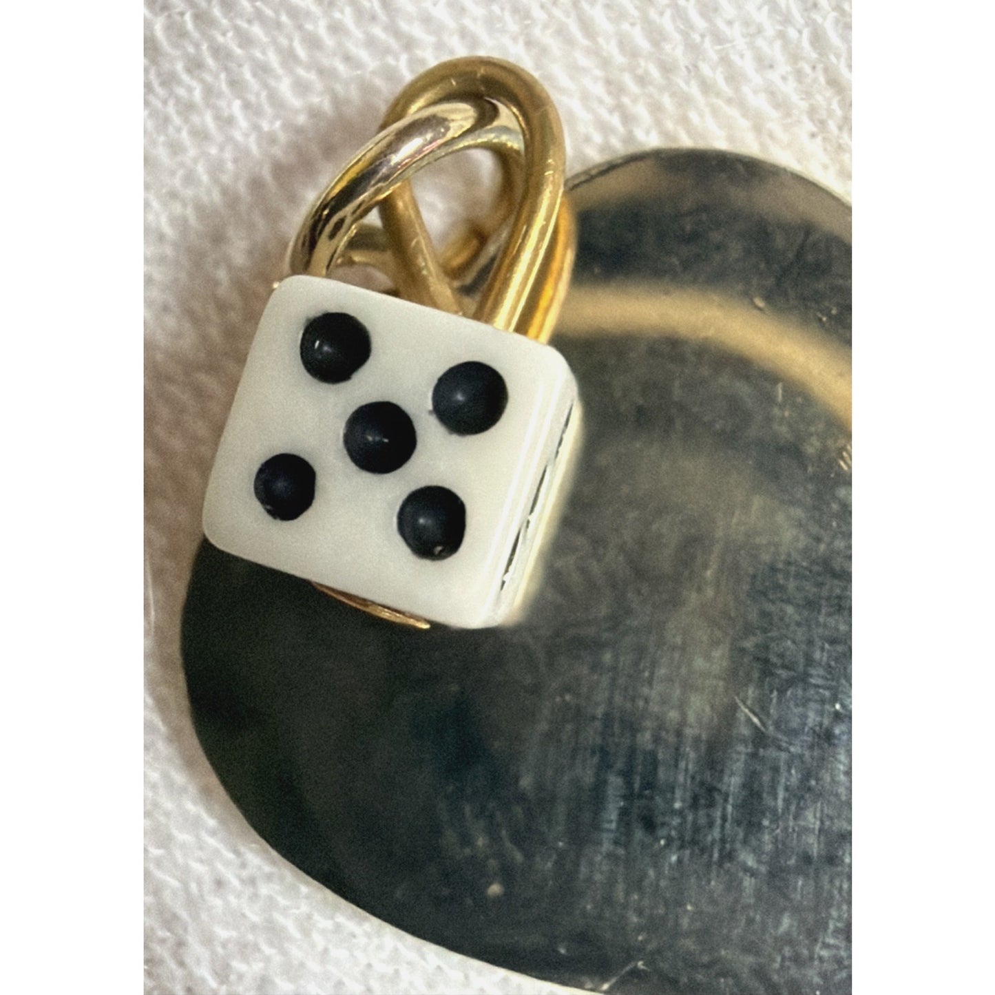 Vintage Las Vegas Gold Tone Heart Charm Pendant Dice Die