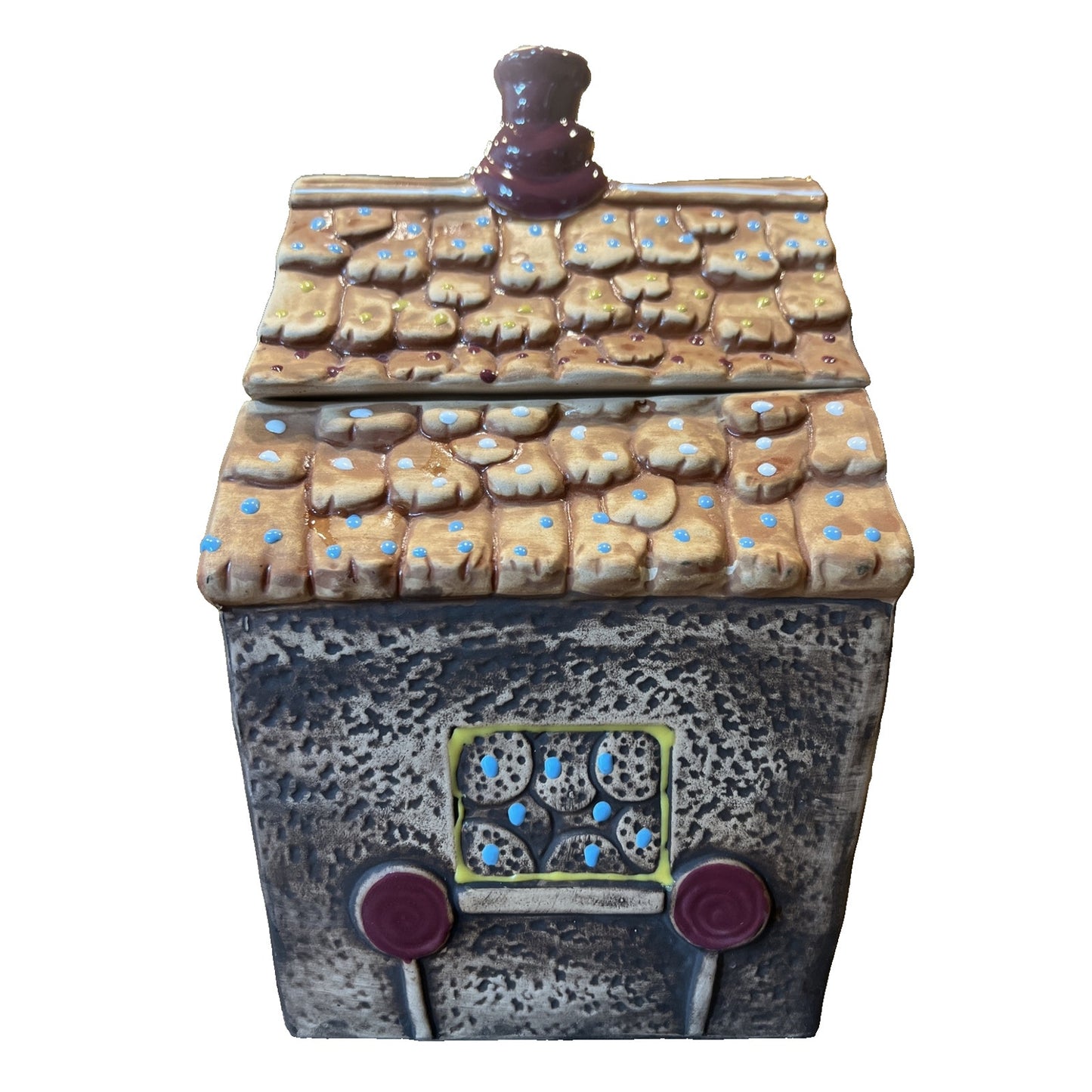 Vintage Christmas Mogi Nagoya Folk Art Gingerbread House Cookie Jar Elf Japan