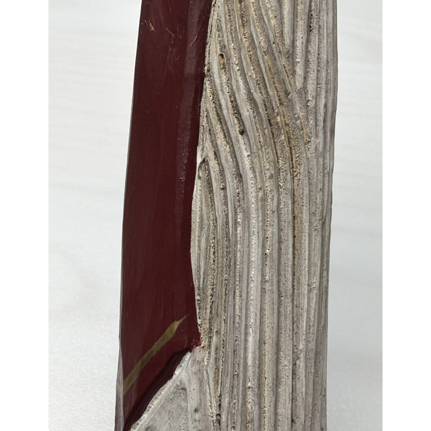 Folk Art Wood Carved Pencil Santa Claus Hand Painted Primitive Style Read 19.5