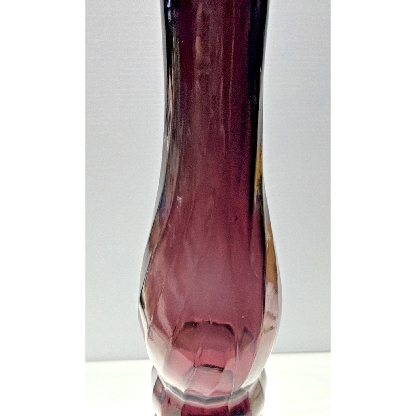 MCM Empoli Glass Purple Amethyst Genie Bottle Decanter Ribbed Optic No Stopper