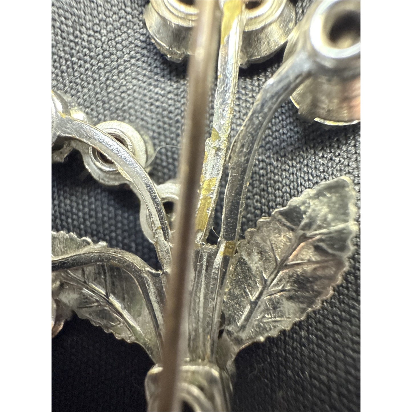 Art Deco Flower Bouquet Floral Spray Faceted Rhinestone Pendant Brooch