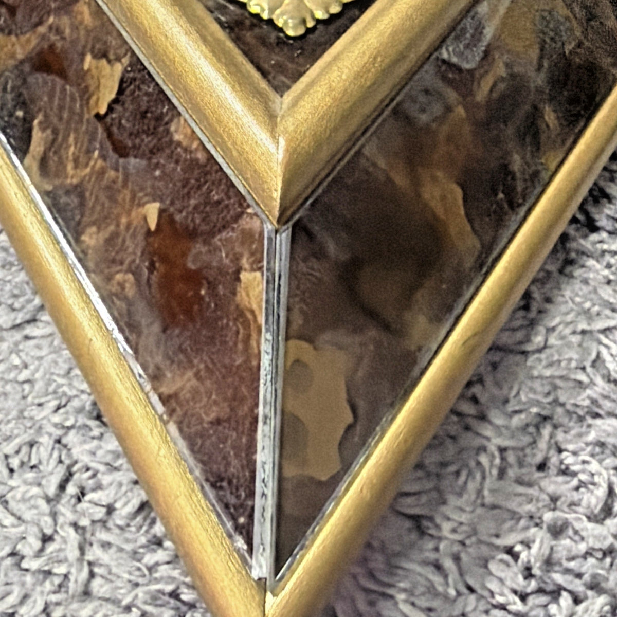 MCM Empire Art Products Co NY Hollywood Regency Wood Framed Clock Gold Brass Met