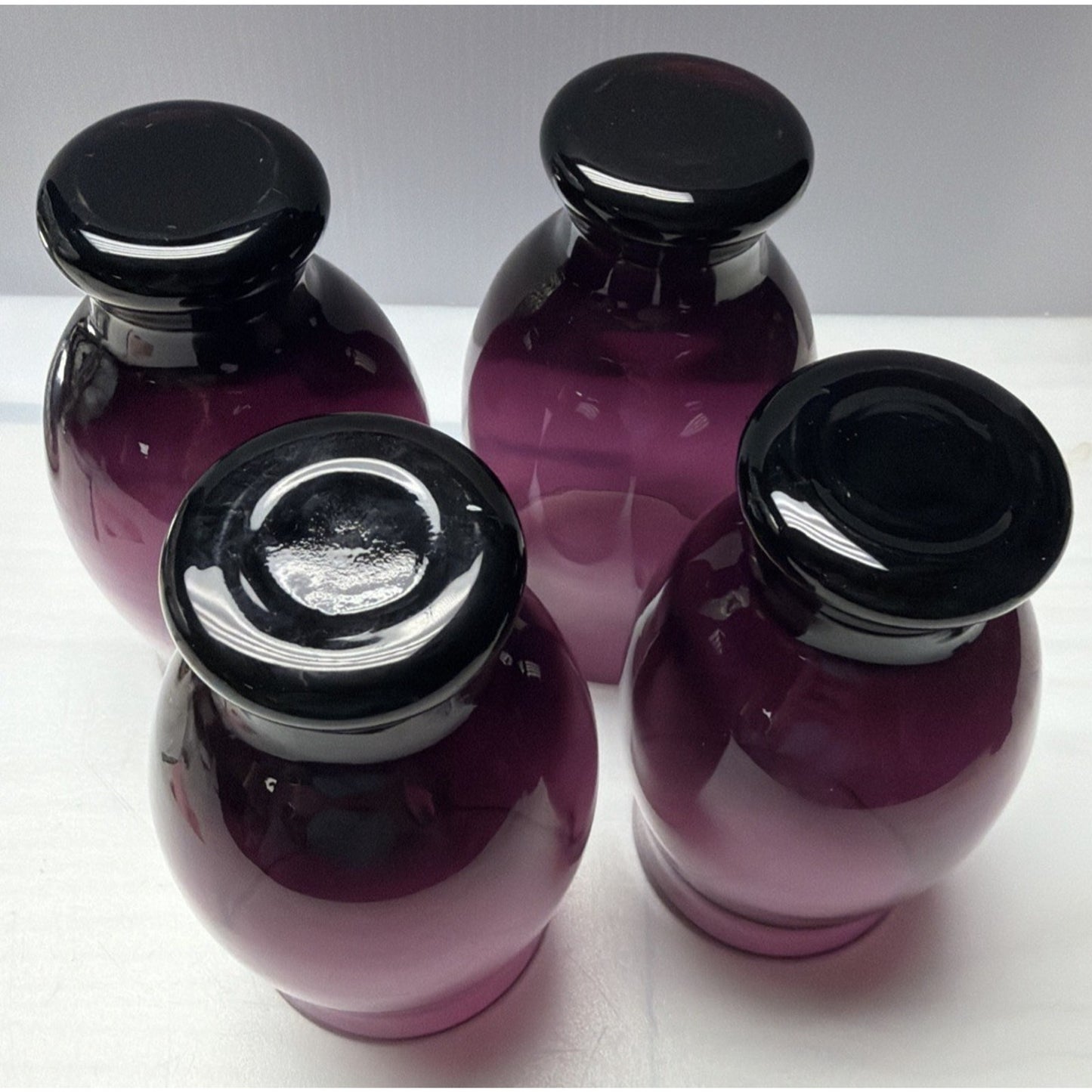 MCM Lot of 4 Eva Zeisel Bryce Bros Silhouette Purple Amethyst Footed Tumblers