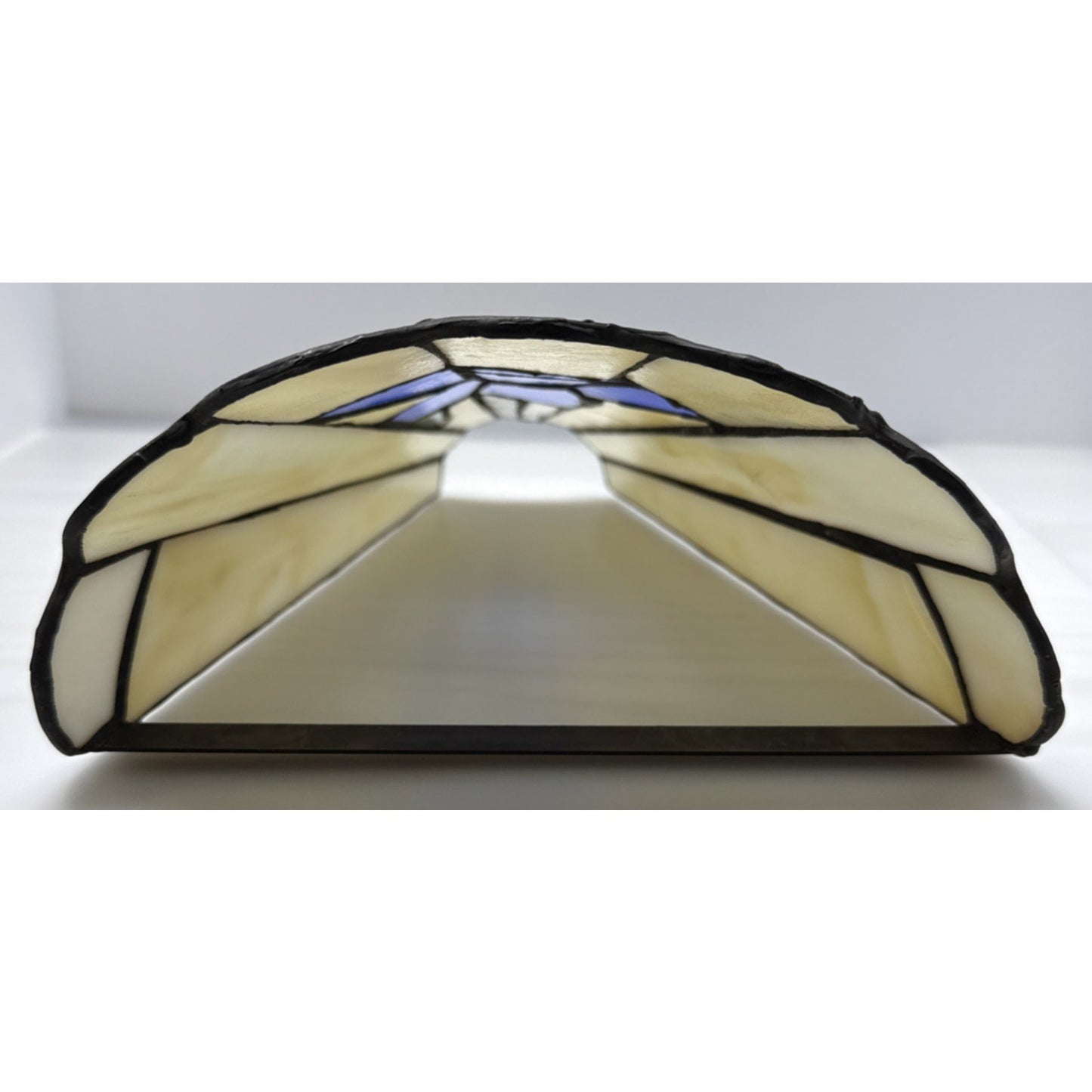 Stained Glass Iris Lily Flower Wall Sconce Light Lamp Shade Dark Blue Slag