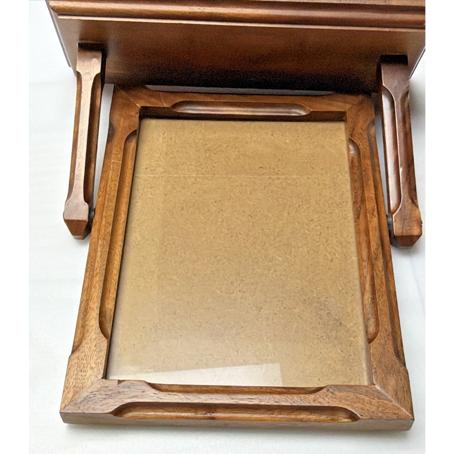 Art Deco Hand Made Dreesman Wood Tabletop Swivel Swing Tilt Picture Frame As Is