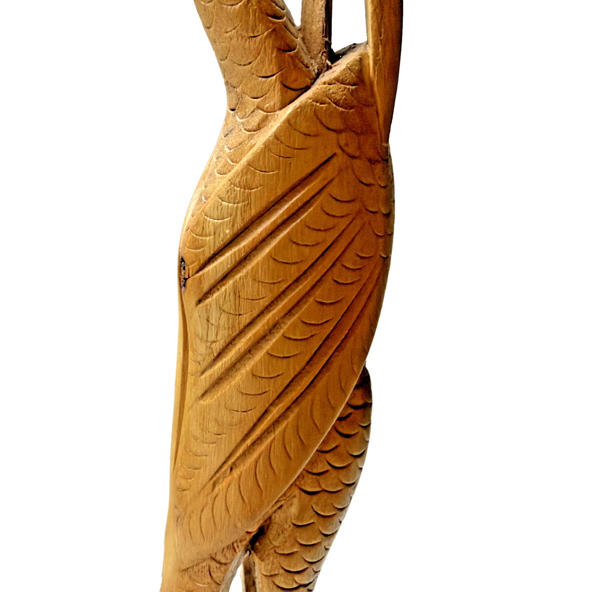 Vintage Hand Carved Heron Egret Sculpture Burlwood Wood Root Bird Statue