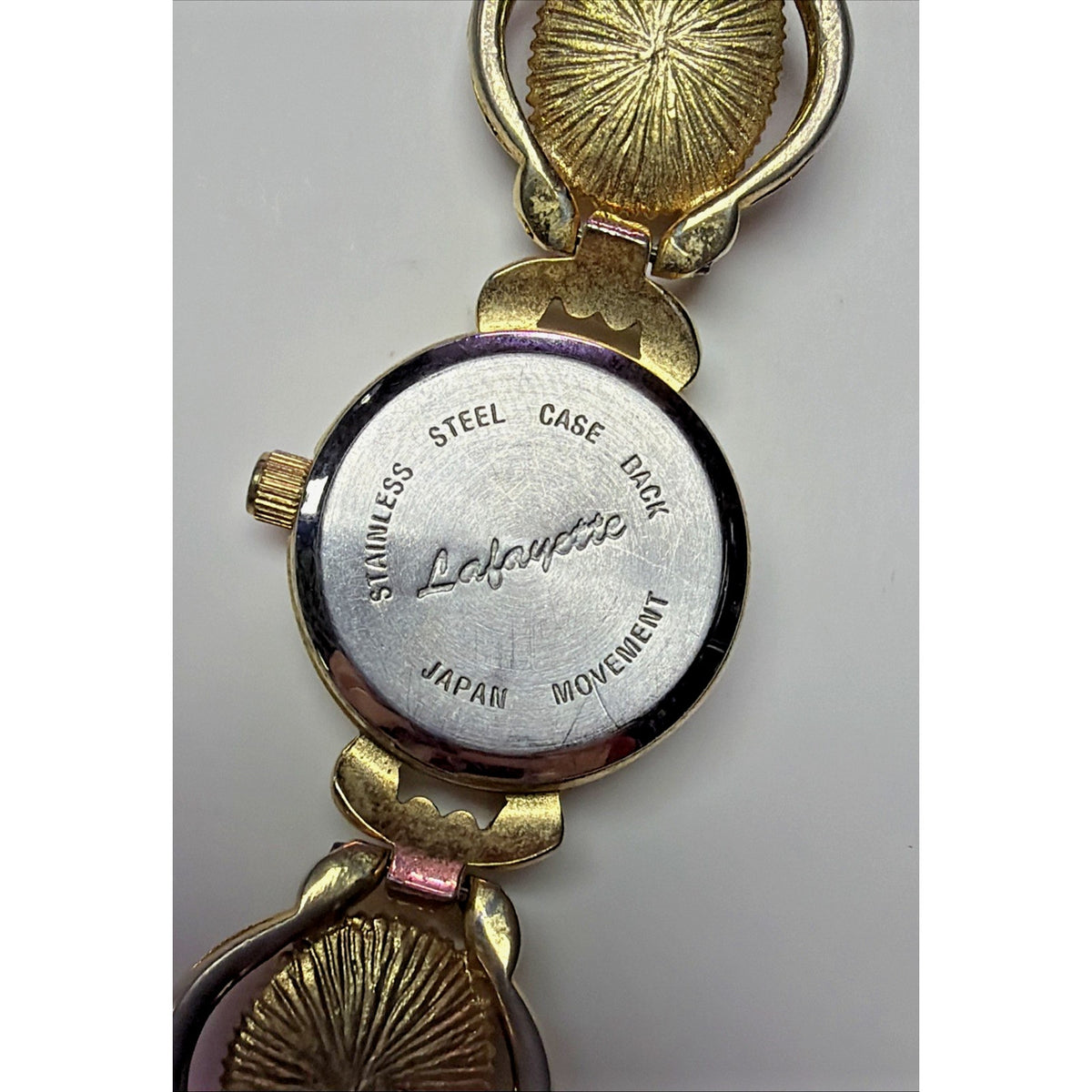 Vtg Lafayette Scarab Beetle Watch Bracelet Ladies MOP 22mm Sz 6.5