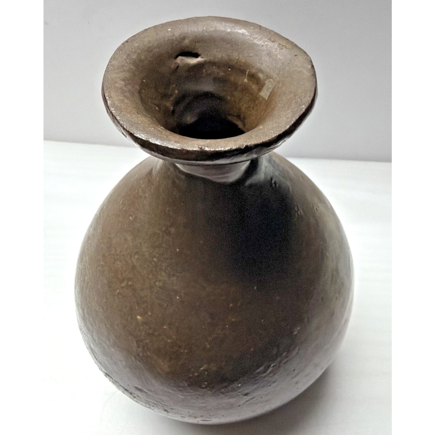 Antique Qing Dynasty Stoneware Rice Wine Dark Brown Glazed Jug Vase Bottle China