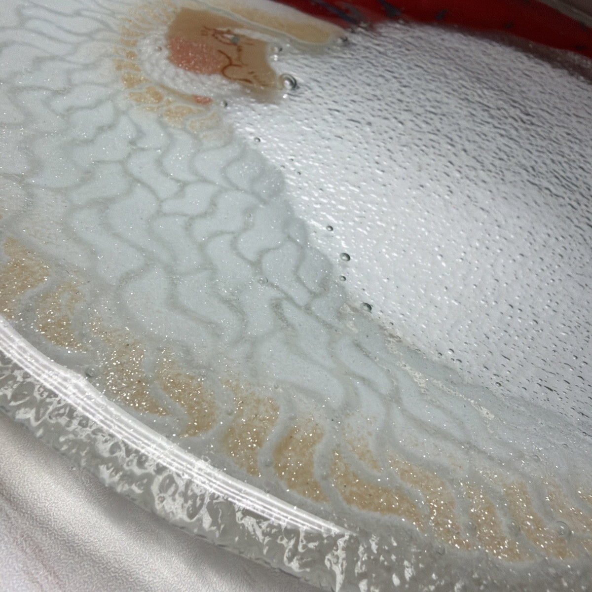 Vintage Peggy Karr Fused Glass Crescent Moon Santa Christmas Platter Signed