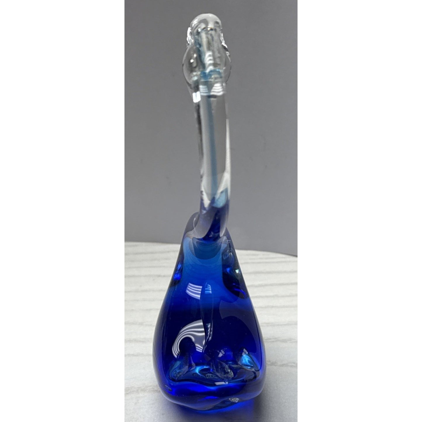Vtg Murano Sommerso Art Glass Swan Long Neck Figurine Cobalt Blue Paperweight