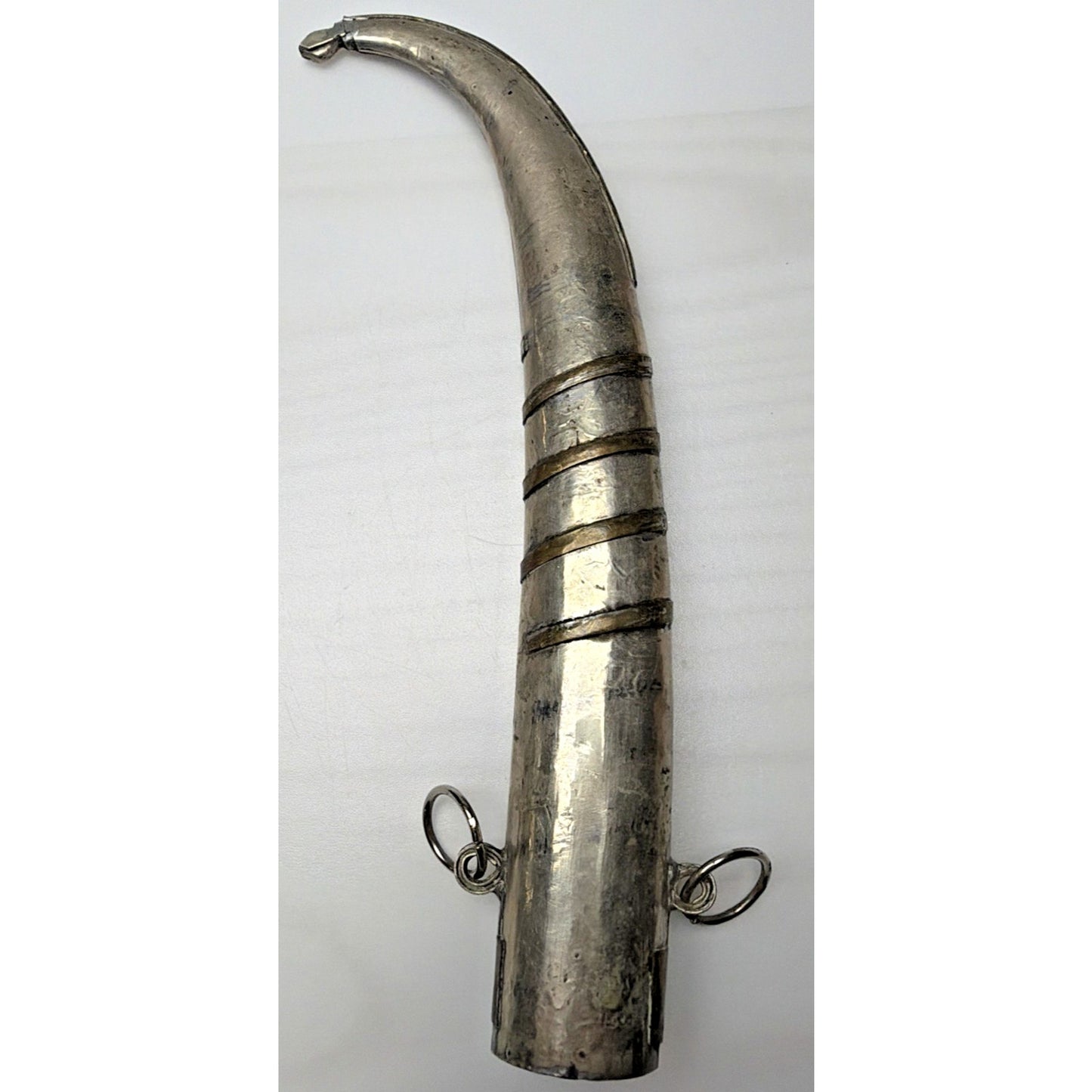 Old Moroccan Berber Islamic Dagger Sheath Only Silver Brass Inlay