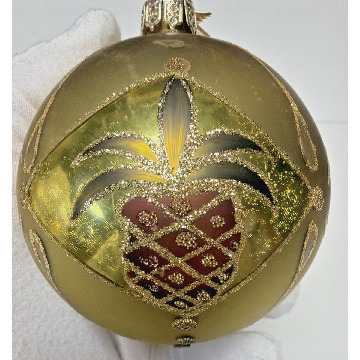 William Sullivan Collection WC Poland Mercury Glass Pineapple Green Ornament