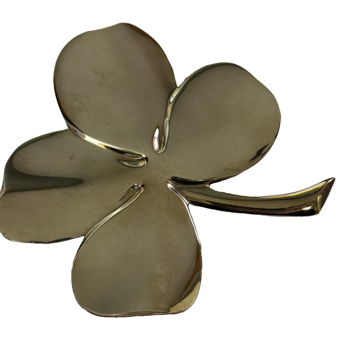 Vintage Gerity 24K Goldplate Four Leaf Clover Shamrock Paperweight As Is