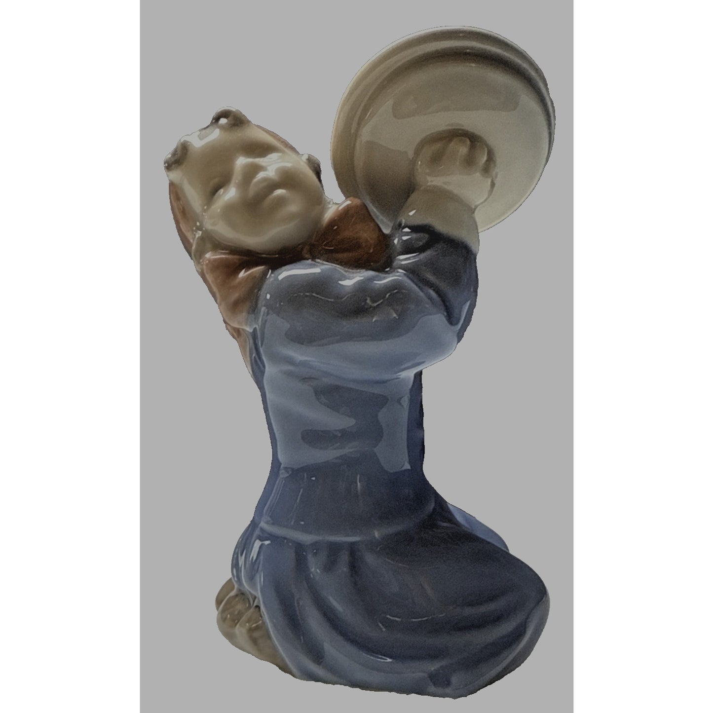 Vintage Royal Copenhagen Figurine 3677 Girl Pot Cover Cymbals Porcelain Blue