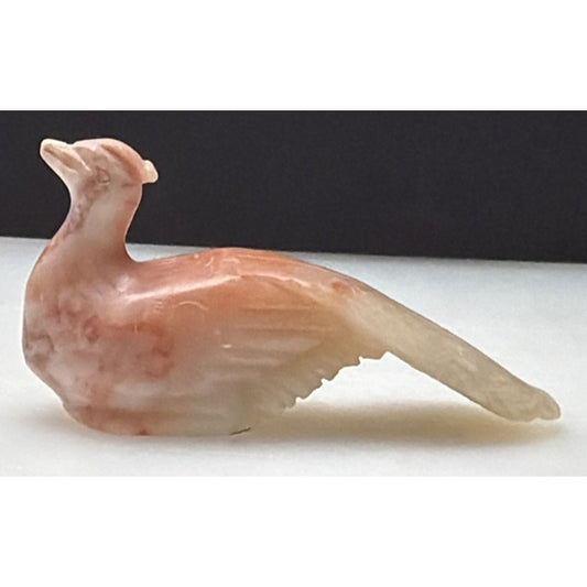 Old Chinese Hand Carved Hetian Jade Nephrite Bird Peacock Figurine Signed As Is