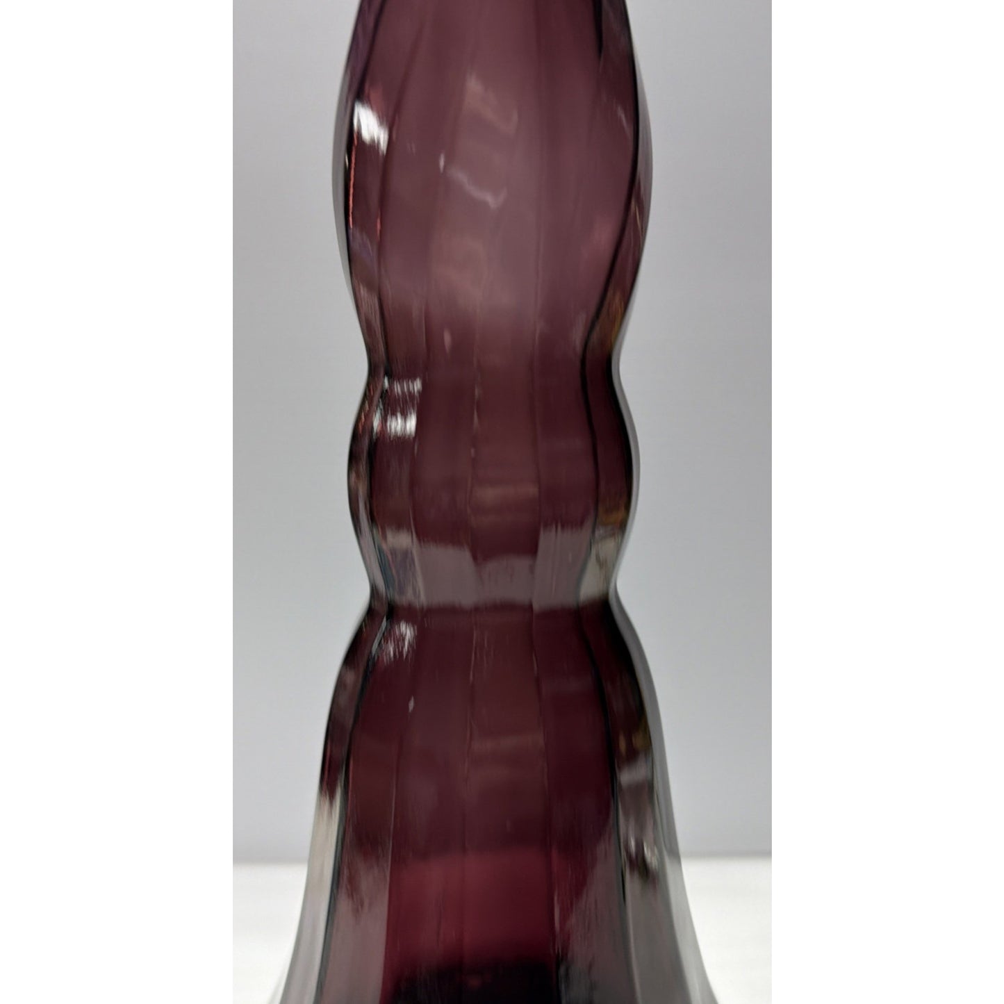 MCM Empoli Glass Purple Amethyst Genie Bottle Decanter Ribbed Optic No Stopper