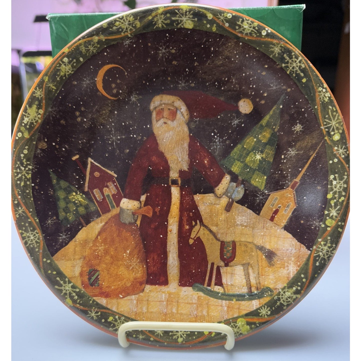 Vtg Lot of 4 Susan Winget Old World Santa Father Christmas Dessert Plate 8" Box