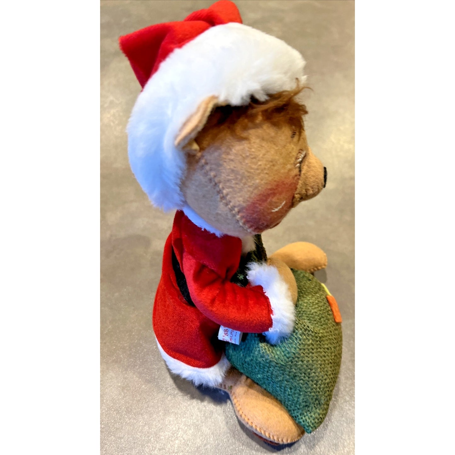 Vintage Annalee Doll Santa Bear Burlap Bag Jolly Christmas
