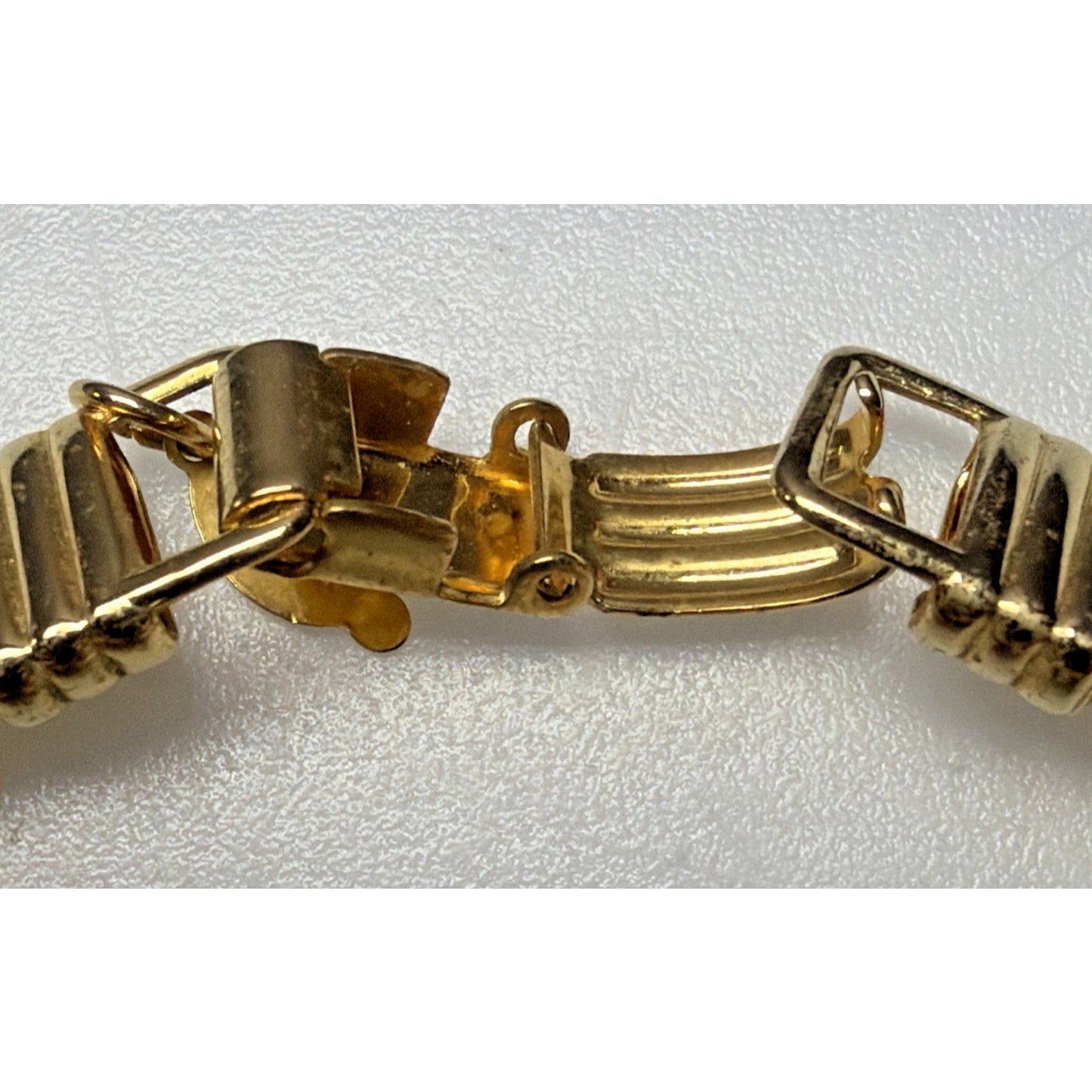 Vtg Park Lane Deco Inspired Collar Necklace Faux Pearl Slider Gold Tone Omega