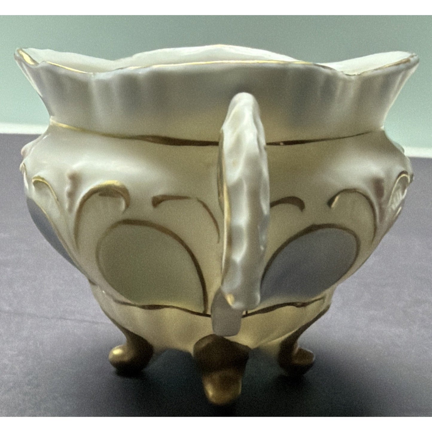 Old Germany Austria Ornate Porcelain Demitasse Cup Saucer Painted Footed Ornate