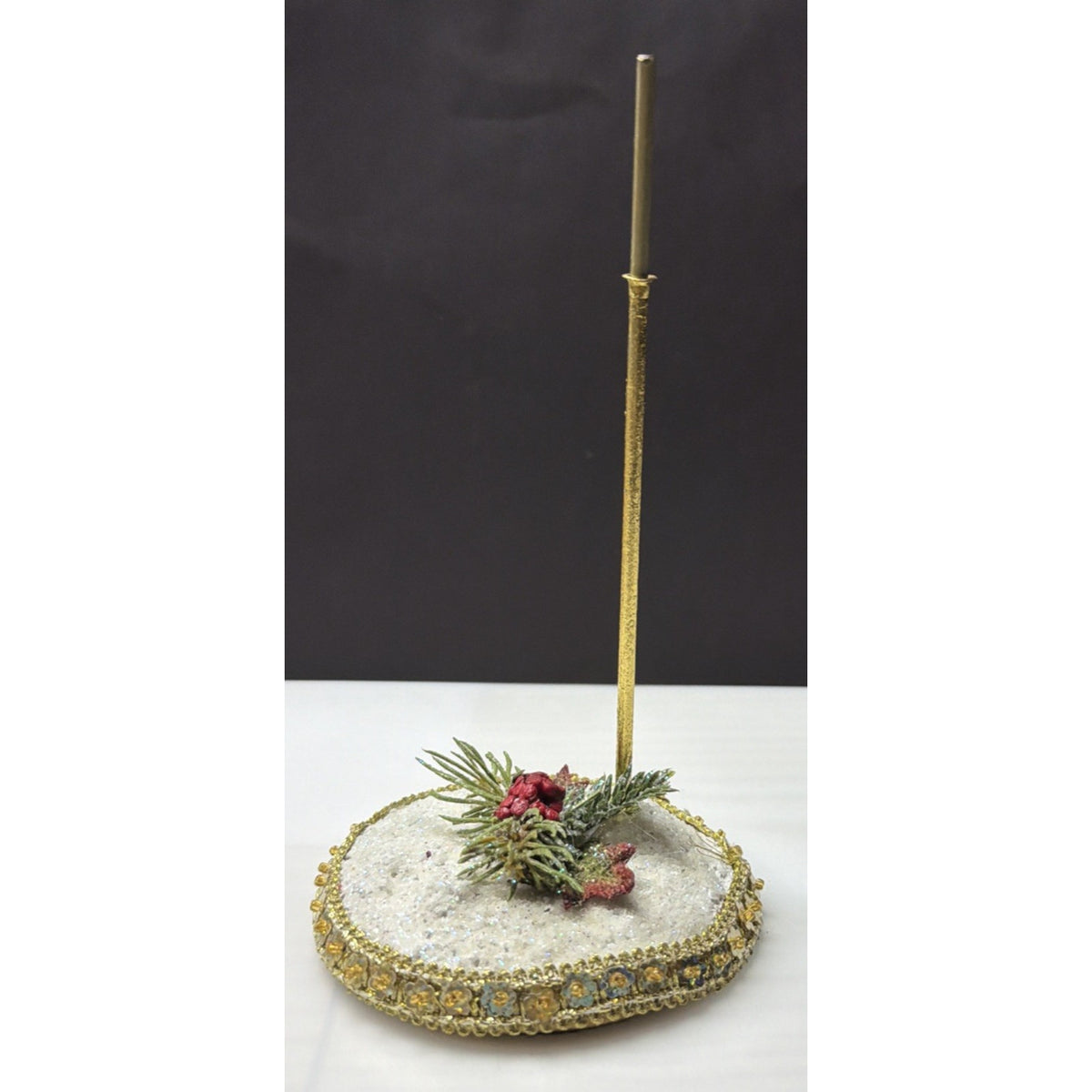 Mark Roberts Snow Base Gold Pole Christmas Ornament Display Stand Notch As Is
