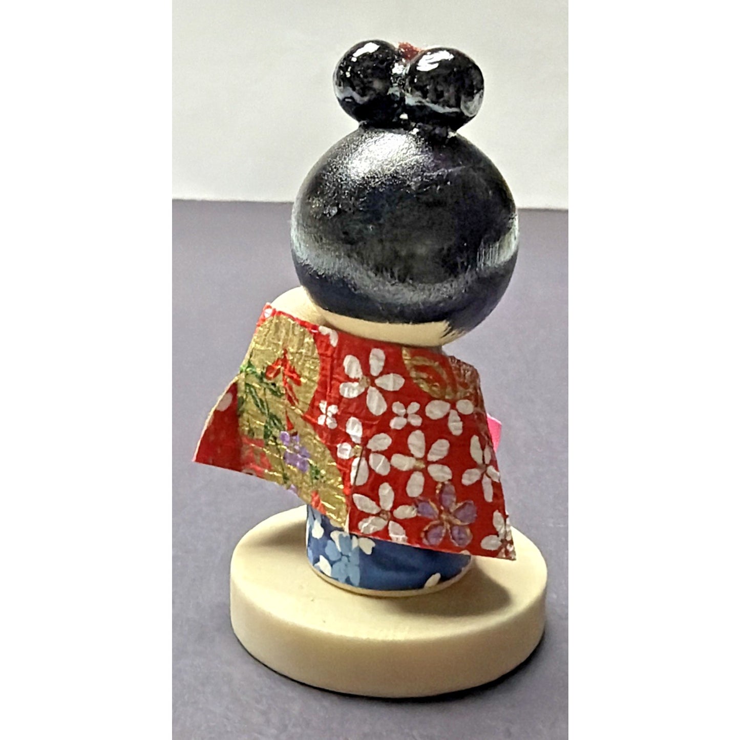 Vintage Japanese Kokeshi Doll Mom Baby Child Hand Painted Wood Base Plastic Box