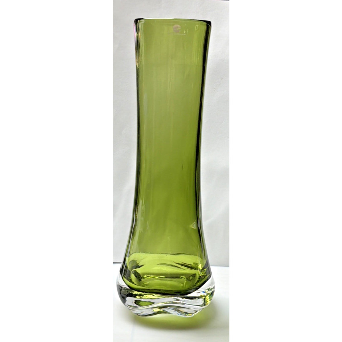 MCM Iittala Finland Anna Olive Green Glass Vase Jorma Vennola As Is Read