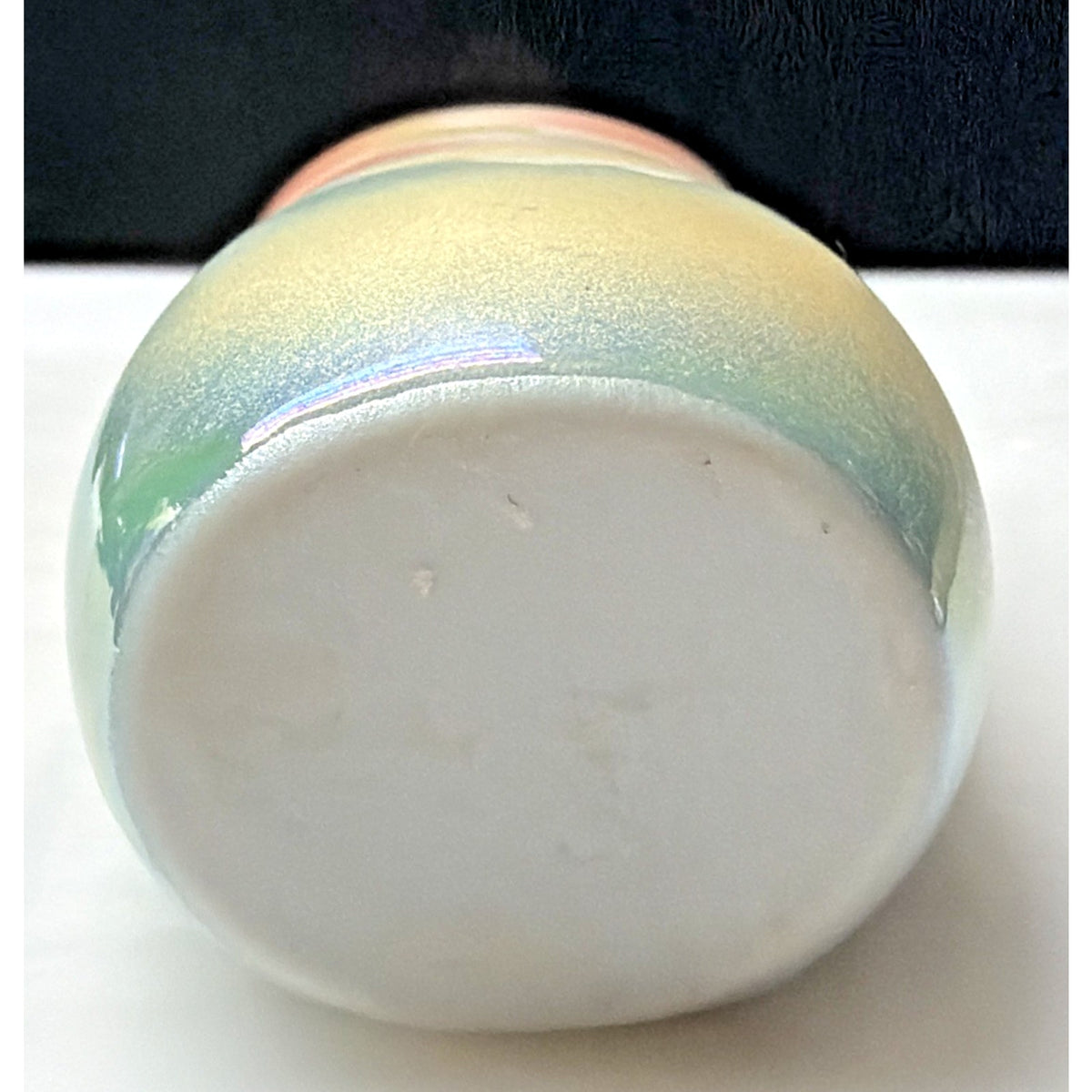 Vtg Kutani Yaki Porcelain Wall Vase Signed Iridescent Flowers Ombre Green Japan