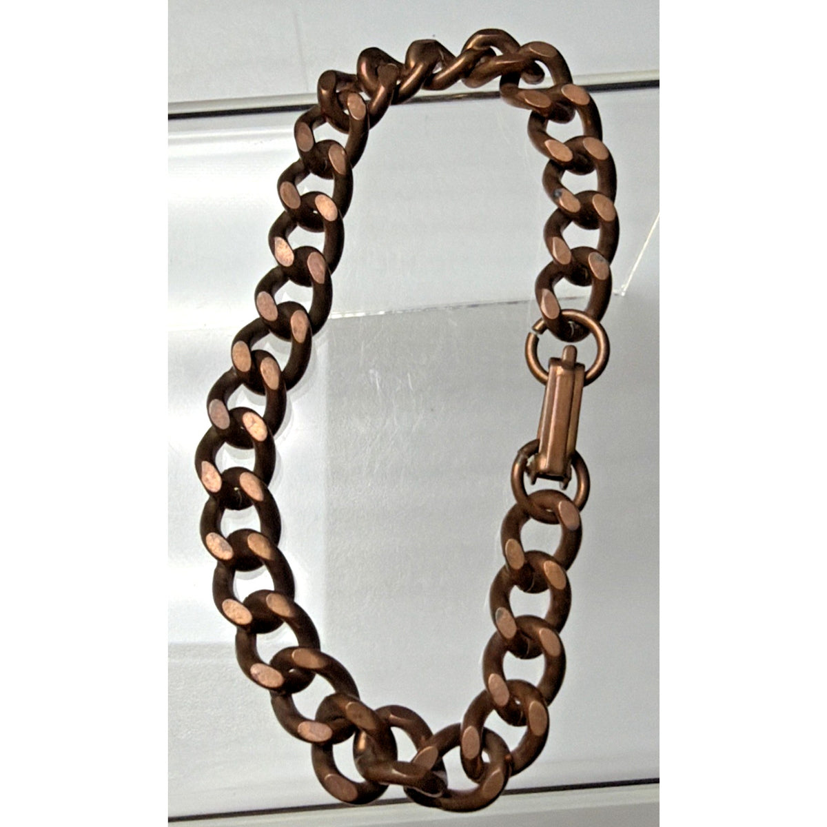 Vintage Copper Flat Cuban Curb Link Chain Bracelet