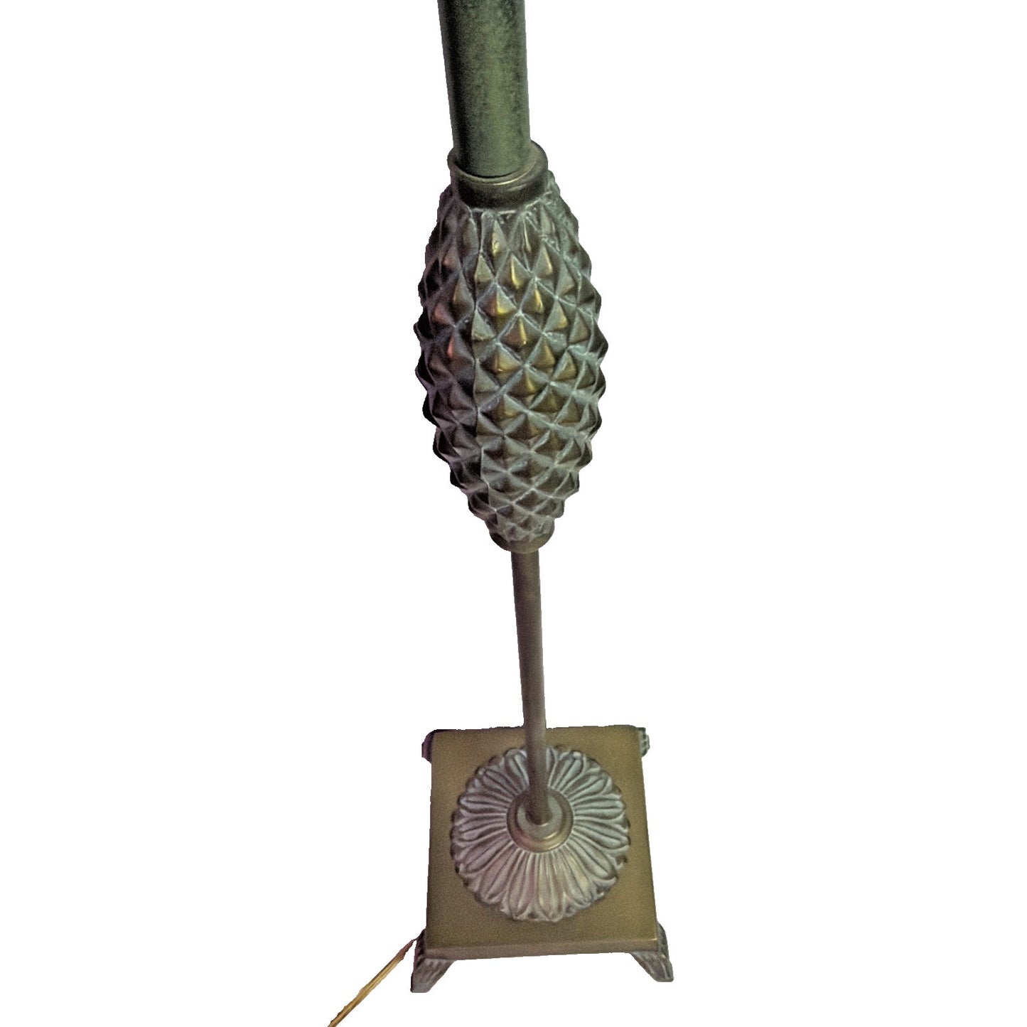 MCM Wescal Tall Cast Metal Bronze Lamp Pineapple Sculptural Footed Lily As Is