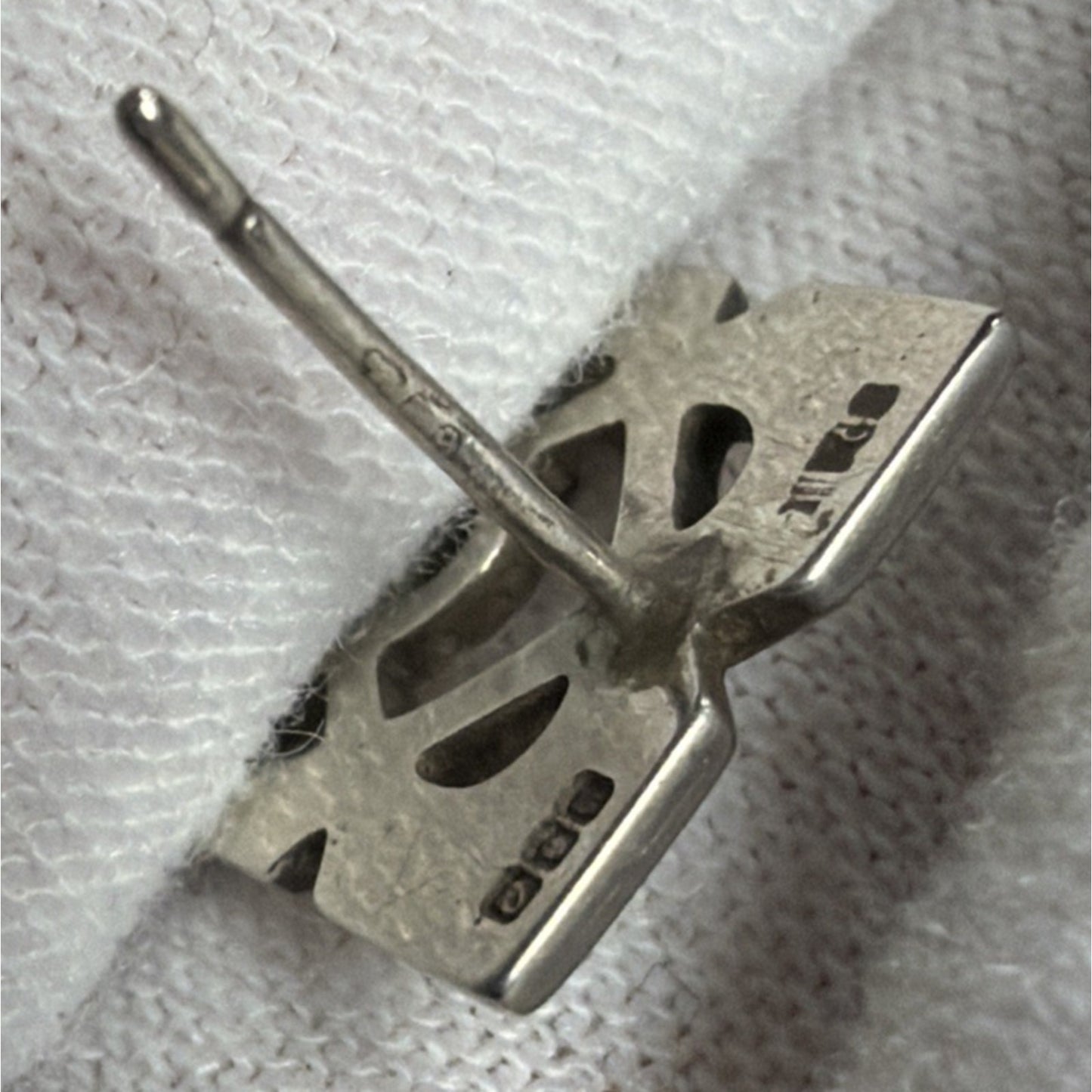 Vtg Dublin Ireland Celtic Stud Earrings Cut Out Square Sterling Signed No Backs