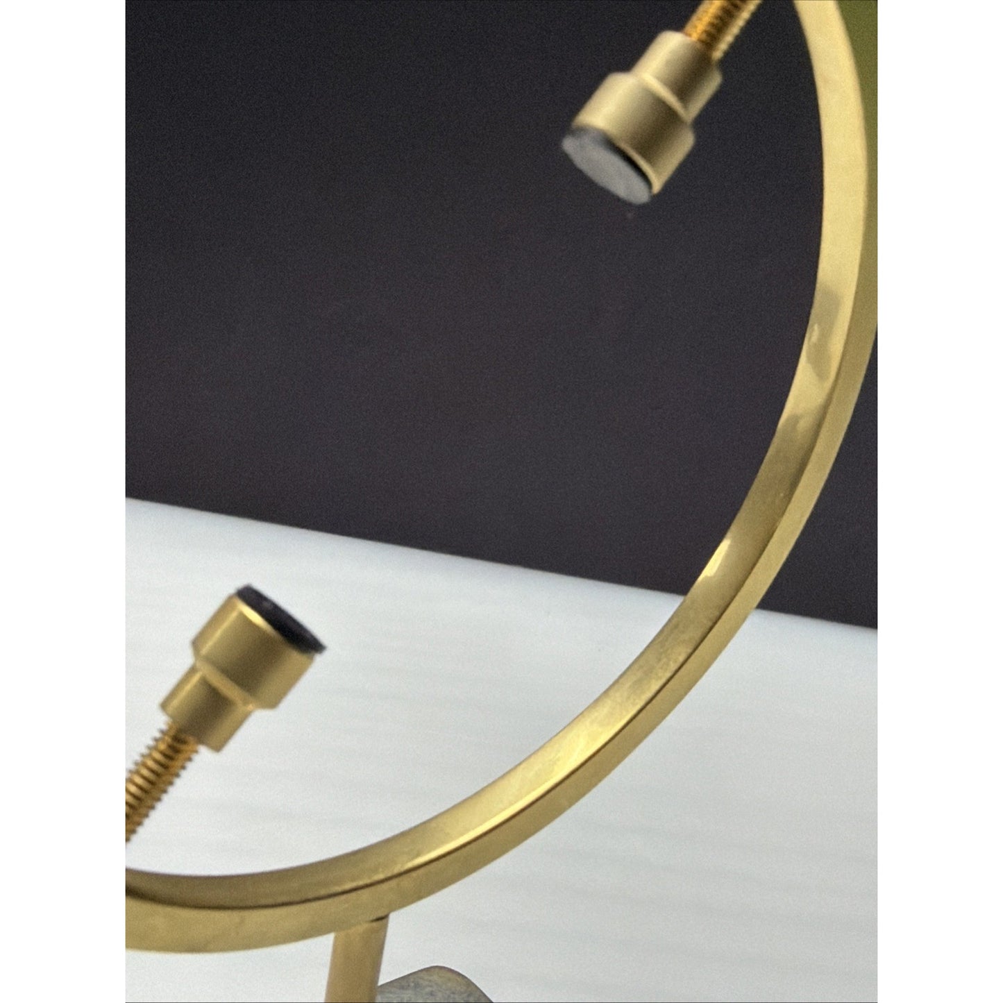 Steve Maslach Art Glass Marble Spiral Lattice Gold Plated Caliper Display As Is