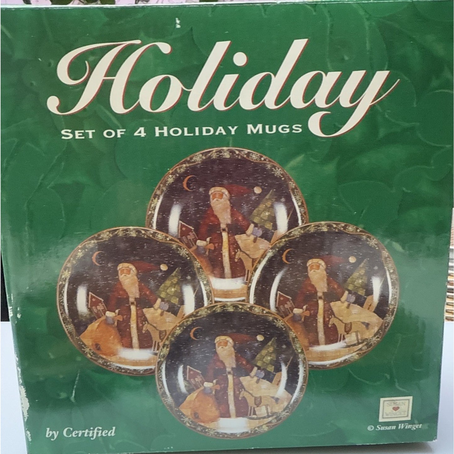 Vtg Lot of 4 Susan Winget Old World Santa Father Christmas Dessert Plate 8" Box