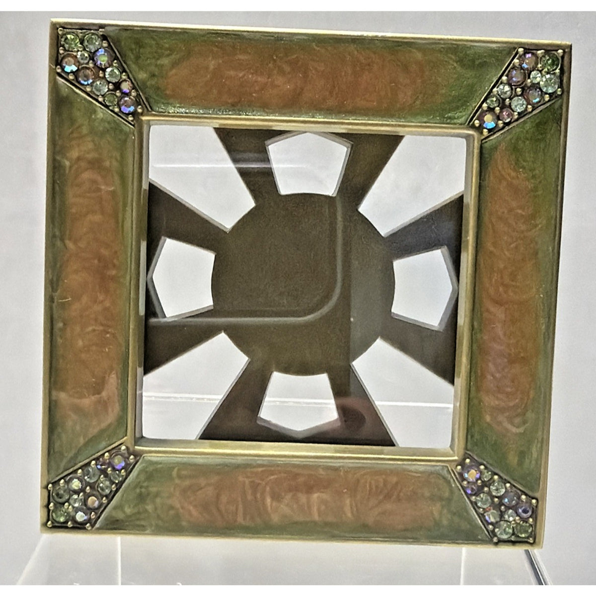 Jay Strongwater Leland Pave Corner Picture Frame Frame Swarovski Crystal Enamel
