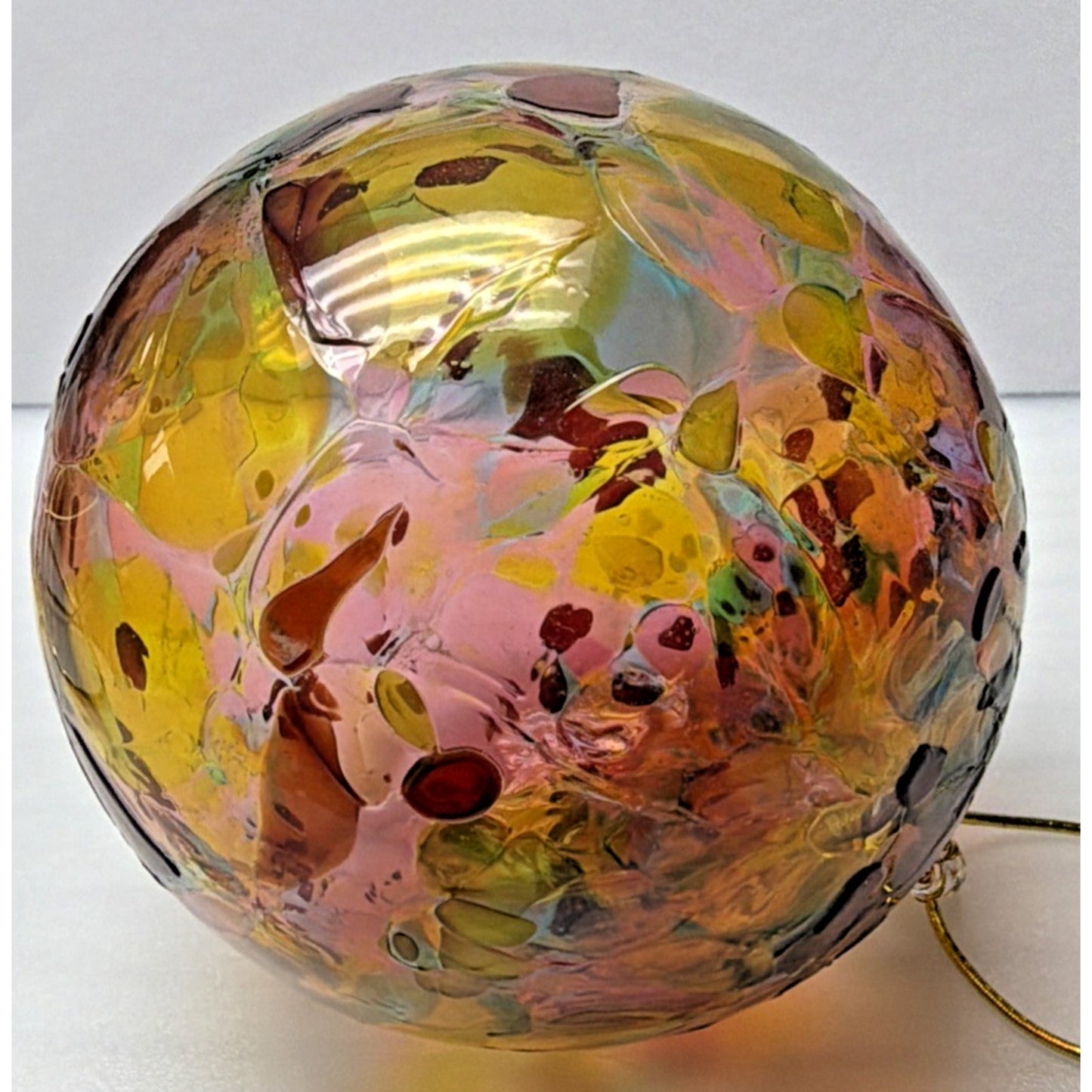 Art Glass Suncatcher Ornament Blown Mosaic Calico Pattern Textured