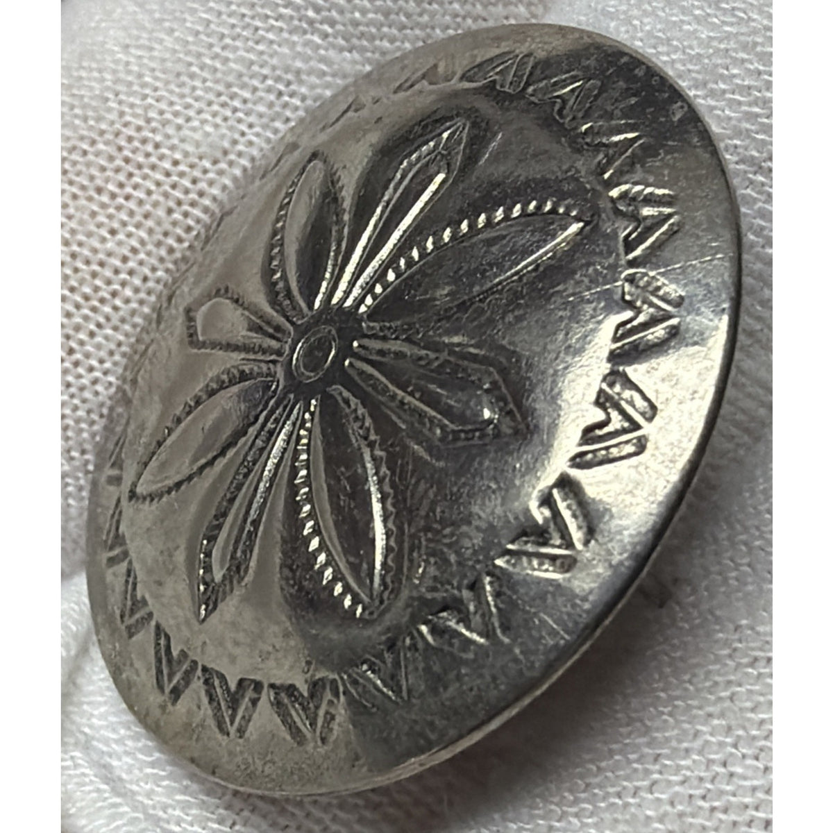 Vintage Native American Nickel Silver Stamped Concho Earrings Round Dome Read