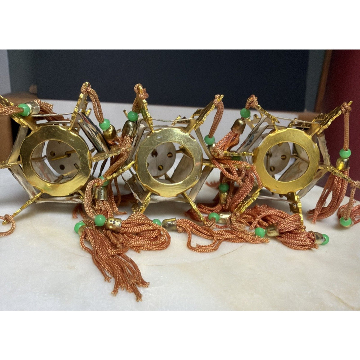 Vintage Lot of 3 Miniature Chinese Palace Lantern New Year Christmas Ornament